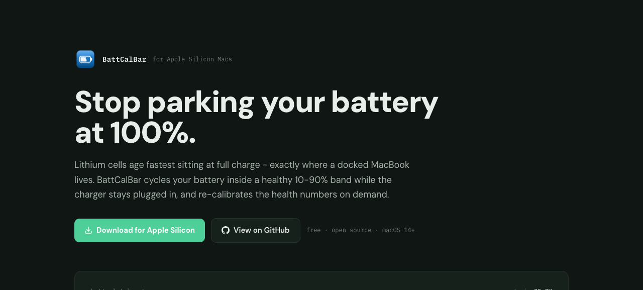The BattCalBar product page